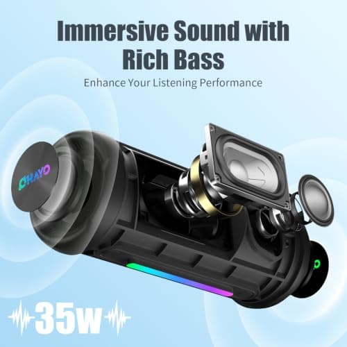 OHAYO Bluetooth Speaker with LED Light 35W HIFI Outdoor Loud Speaker — view 3