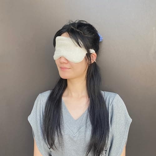 Pure Linen Eye Mask, 100% Linen Eye Mask for Girls,Travel Breathable Sleep Mask,Adjustable Strap, Hypoallergenic, Cooling with Travel Bag Gift Package(Oat) — view 5