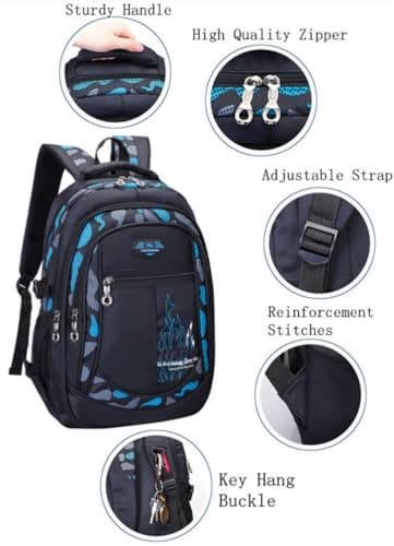 ADGBPE Boys Backpack School Bag Secondary Rucksacks Teenage Student Durable Heavy Duty Large Kids Bookbags Waterproof (4-Black) — view 3