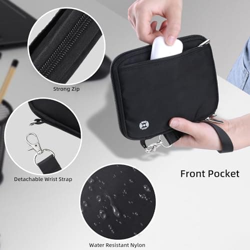WALNEW Passport Holder Travel Wallet Family for 4, RFID Blocking Travel Document Organiser Pouch for Women Men, Zipper Card Case Cover with Wrist Strap, Black — view 5
