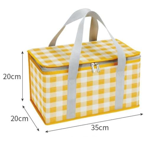 Zerodis Insulated Cooler Bag, Lunch Delivery Bag Reusable Portable Travel Backpack for Grocery Shopping Road Trips (Yellow and White) — view 2
