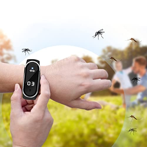Ultrasonic Mosquito Repellent Bracelet, Electronic Bionic Mosquito Repellent Pest and Insect Repellent Sport Bracelet with Clock Display & Body Temperature Detection(White) — view 6