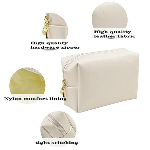 Large Capacity Travel Cosmetic Bag Women, Waterproof Portable PU Leather Toiletry Bag, Multifunctional Travel Toiletry Bag Makeup Organizer Storage Bag for Women（Small-Shell Gold） — view 3