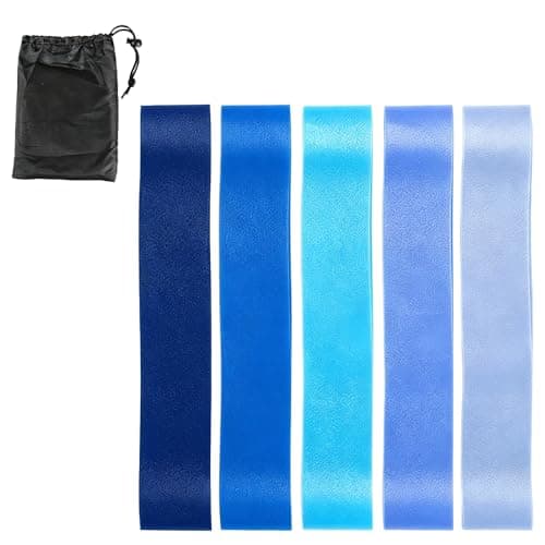 Resistance Bands Set of 5, Premium Exercise Loop Bands for Women & Men, Skin-Friendly Fitness Bands for Home Workout, Yoga, Pilates, Glutes Legs Training, Includes Carry Pouch (blue)