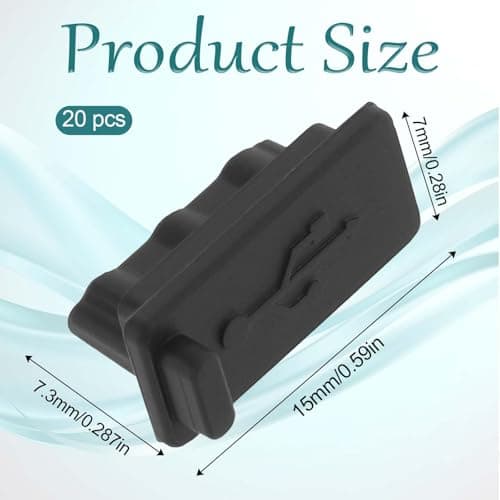 USB A Type Dust Plug, 20 Pcs Silicone USB Plug Cover — view 3