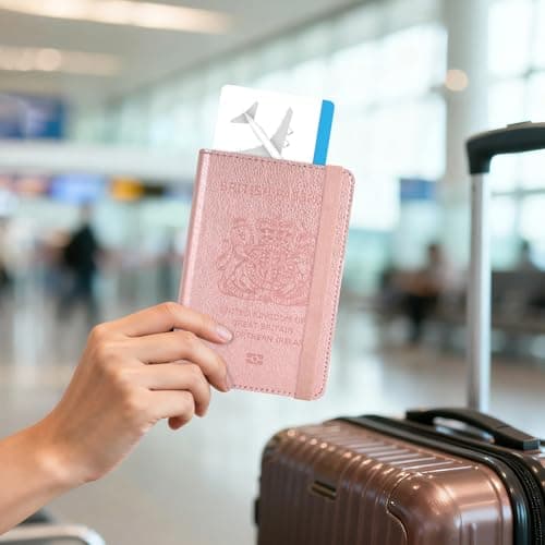 YAVIV Passport Holder for Women&Men，Travel Wallet RFID Blocking-Rose Gold — view 6