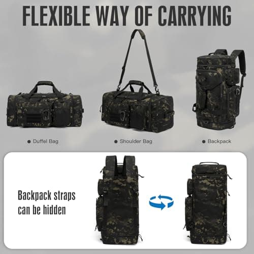 TONRUYN Tactical Gym Bag Mens 40-45L Expandable Sports & Travel Duffel Bag — view 3