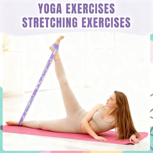 1 Pcs Yoga Straps with 8 Adjustable Loops,Stretching Bands,Gymnastics Stretch Band Kids,Stretch Bands for Exercise,Leg and Hamstring Stretcher,for Gymnastics,Pilates,Yoga,Dance,Fitness Resistance — view 3