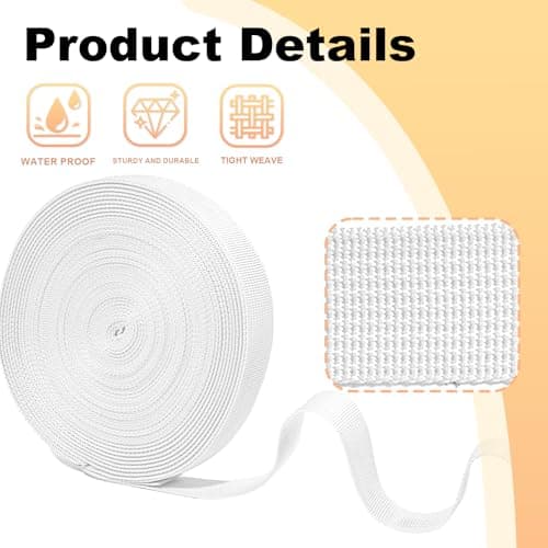 KINETOX 20m White Webbing Strap 20mm Polypropylene Webbing Strap Heavy Duty Anti-Slip UV Resistant Twill Tape Fabric for DIY Enthusiasts Campers to Repair Bags Pet Leashes Camping Gear Luggage — view 6