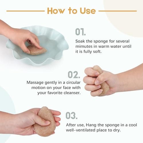 Konjac Exfoliating Organic Cleansing Facial Sponges Set - Natural Walnut Charcoal Konjac Face Scrubbers Sponge for Body Exfoliator Skincare Makeup Removal, Safe for Oily Dry Combination Sensitive Skin — view 6