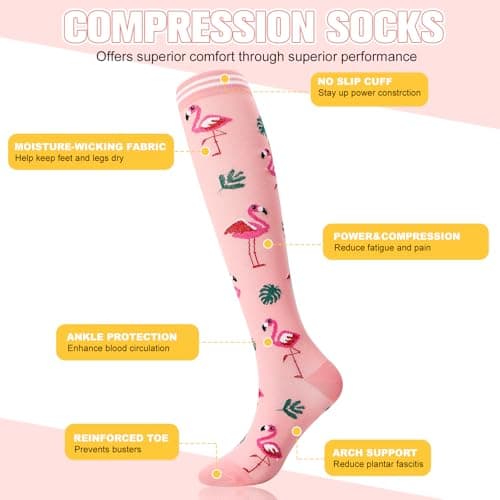 Zuimei 6 Pairs 20-30 mmhg Compression Socks for Women Men — view 3