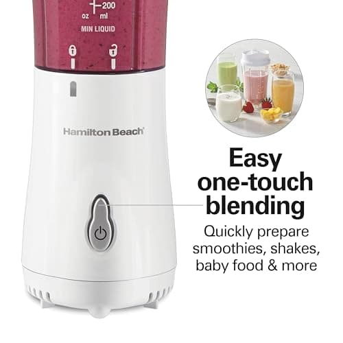 Hamilton Beach Portable Blender for Shakes and Smoothies with 14 Oz BPA Free Travel Cup and Lid, Durable Stainless Steel Blades for Powerful Blending Performance, 2 Jars - White (51102V) — view 6