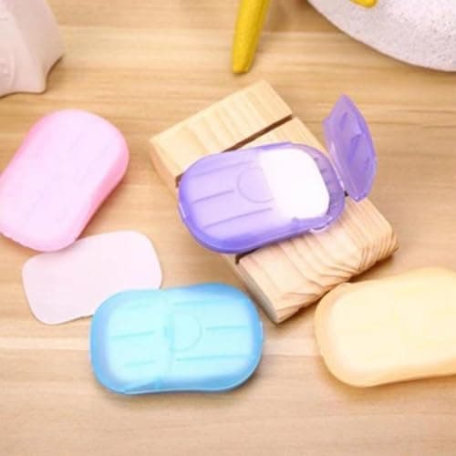 5 Pack Compact Travel Disposable Hand Soap Flakes and Fragranced Paper Soap Sheets with Protective Case, Ideal for Foaming Hand Cleansing During Outdoor Adventures, Camping, and Journeys On-The-Go — view 3