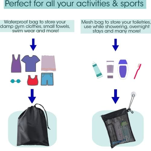 Waterproof Toiletry Bag - Bathroom Mesh Bag Travel Hanging Mesh Toiletries Bag with Drawstring Hook Sucker for Gym Camping Travel Business — view 3