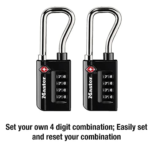 Master Lock 4696T, TSA Approved Luggage Lock, Pack of 2, Black, 2 Pack, Set Your Own Combination — view 5