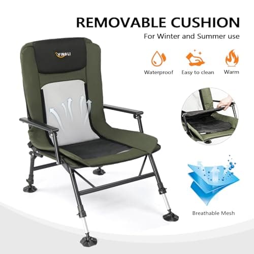 Bonnlo Professional Foldable Fishing Chair, Outdoor Reclining Camping Chair — view 5