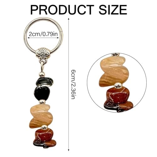 AIKOBAA Safe Travels Crystal Gift Set, Crushed Stone Keychain with Black Tourmaline Sunstone Tiger Eye, Good Luck Charm for Luggage Backpack, Bon Voyage Present for Women Men, Journey Blessing Card — view 2