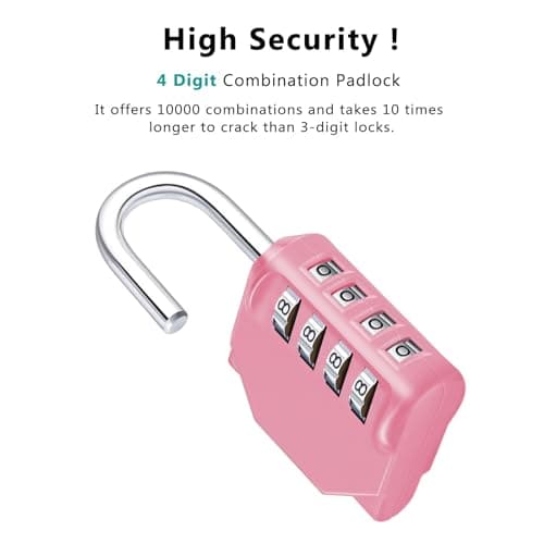 ZHEGE 4-Digit Combination Lock with Resettable Code (Pink) — view 2