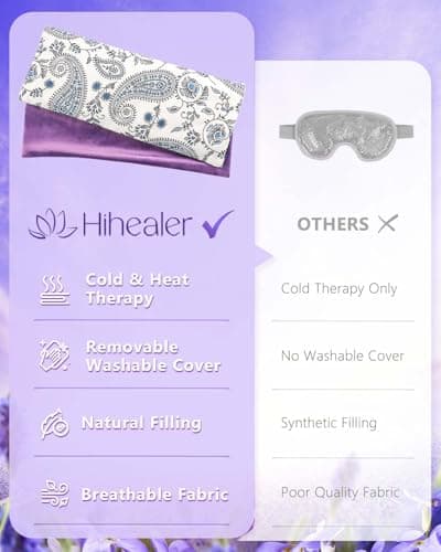 Hihealer Eye Pillow with Extra Cover Yoga Meditation Accessories Lavender Aromatherapy Weighted Eye Mask for Sleeping, Yoga, Meditation, Self Care Relaxation Gifts for Women, Mom (White) — view 3