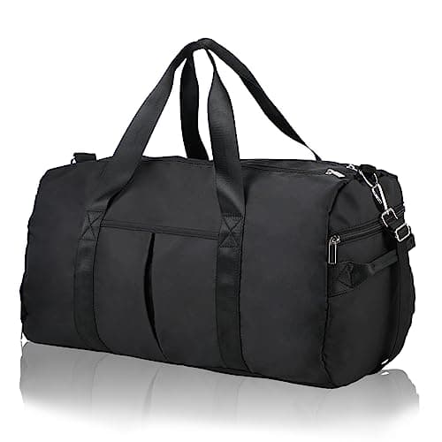 DAYGOS Gym Sports Duffle Bag for Men - Waterproof Travel Duffel Holdall Bag with Wet Pocket and Shoes Compartment, 40L Carry on Overnight Weekend for Women, Black