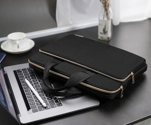 KIZUNA Laptop Sleeve Case 15.6 Inch Shoulder Bag Computer Handbag for 16" MacBook Pro Air M1 M2 Max/16 Lenovo IdeaPad Flex 5i/15 IdeaPad Gaming 3i /Slim 3i /Pro 5i/Dell XPS 15/HP, Black — view 2