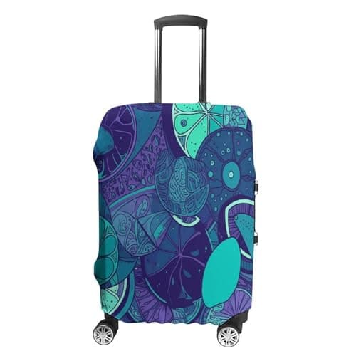 GHBNK Blue Teal Lemon Luggage Cover, Blue Teal Lemon Design Suitcase Protector, Personalized Stretchable Washable Travel Sleeve for 19-32 Inch Luggage X-Large, white, Medium, Blue Teal Lemon