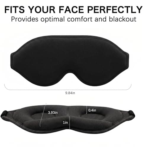 SLIJAR 100% Blackout Sleep Mask for Men Women, 3D Contoured Eye Mask for Sleeping, Zero Eye Pressure Breathable Blindfold with Adjustable Strap for Travel Office Home — view 2