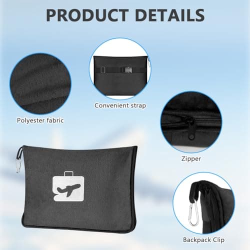 flintronic Travel Blanket and Pillow, 2 in 1 Airplane Blanket with Eye Mask and Ear Plugs, Compact Office Blankets, Lightweight & Portable Pillow for Adults, Kids,Long Flights and Trains (Black) — view 3