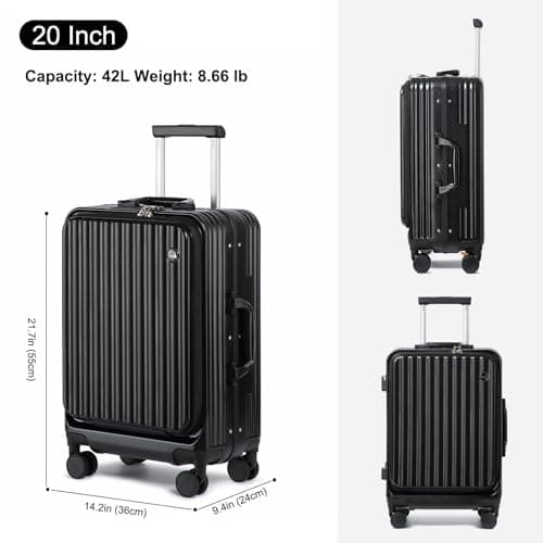 Sea choice Front Opening Luggage Suitcase Laptop Compartment PC Hard Shell Suitcase Top Opening Luggage Suitcase with USB Port Cupholder TSA Lock 4 Wheels — view 5