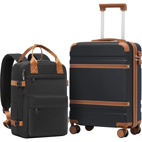 COOLIFE Cabin Suitcase 55x40x20 & Cabin Bag 40x30x20 EasyJet Ryanair PC+ABS