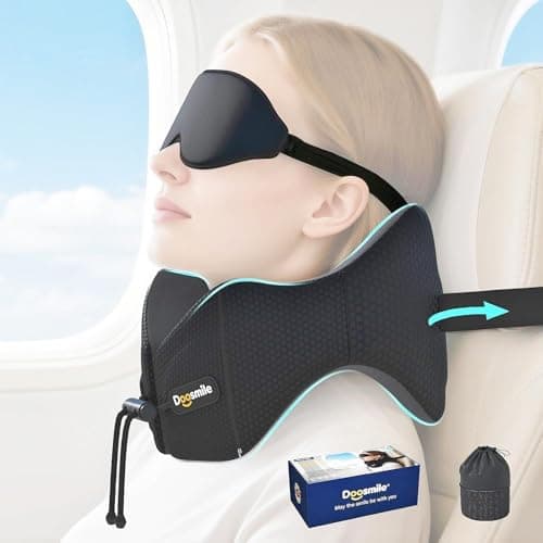 Doosmile Patented Head-bobble-preventing Ergonomic Travel Neck Pillow Combo