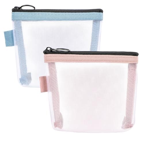 Gjinxi 2 Pc Mini Zipper Toiletry Bag,Mini Mesh Makeup Bag,Small Make Up Bag