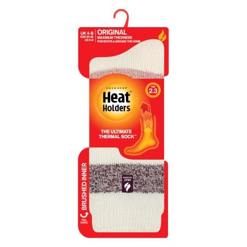 HEAT HOLDERS – Womens Thermal Socks, Thick Fluffy Winter Socks Size 4-7 | Warm Socks for Indoor & Outdoor Wear (UK, Numeric, 4, 7, Regular, Regular, Cream/Muted Coral) — view 4