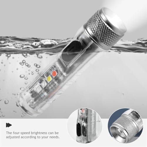 CLISPEED USB Rechargeable Mini Keychain Flashlight Compact Torch with Adjustable Brightness Modes in White for Travel and Outdoor Activities — view 3