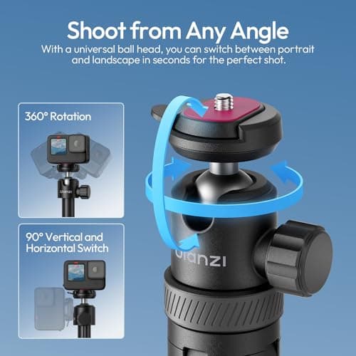 Ulanzi TT24 Selfie Stick Tripod, Cka Quick Release Action Camera Tripod for DJI Pocket 3 4/DJI Osmo Action 5 4, Camera Tripod for Go Pro/Insta360 X5/X4/X3/Ace Pro/ONE X2, Action Camera Accessory — view 3