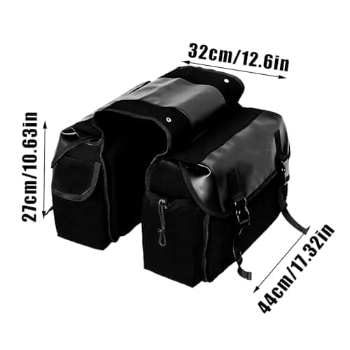 Motorcycle Saddlebag - 44x32x27cm Waterproof Canvas Bike Storage Bag | Heavy Duty Pannier Side Tool Pouch Organizer - Universal Scooter Motorbike Luggage for Urban Commuting Touring & Road Trips — view 6