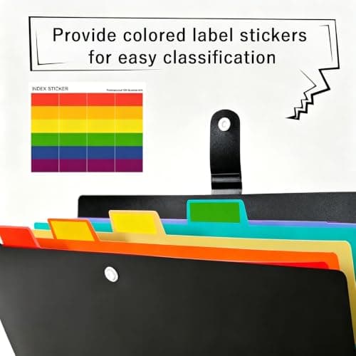 Expanding File Folder 2-Pack, 7 Pockets Accordion File Organizer, A4 Letter Size Document Receipt Organizer, Accordian Filing Folder for Classroom Home Office Travel, File Folders with Labels — view 5