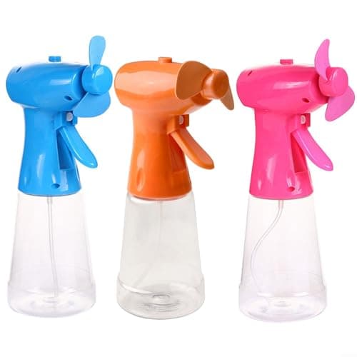 Handheld Water Mist Spray Fan, Portable Battery Powered 500ML Large Capacity Cooling Fan With Adjustable Nozzle, Personal Air Cooler For Travel Summer Beach Outdoor Use(Blue+Pink+Orange)