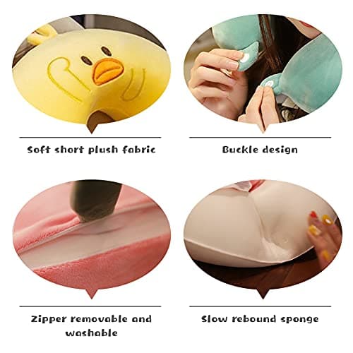 Cute Duck Cartoon U-Shaped Neck Pillow - Super Soft Memory Foam Travel Pillow for Kids & Adults, Ergonomic Neck Support for Airplane, Bus, Train Rides (Yellow) — view 4
