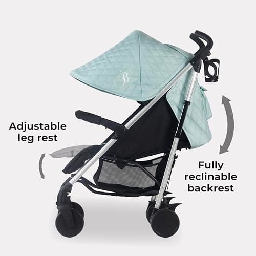 My Babiie MB51 Billie Faiers Quilted Aqua Lightweight Stroller, Sturdy & Protective, Lightweight Frame, Comfort, Suitable from Birth to MAX 22kg, w/Cup Holder, Rain Cover and Footmuff — view 6