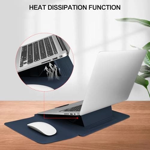 HoYiXi 13.3'' /13.6'' Laptop Sleeve Case Leather Bag with Stand Compatible with MacBook Pro 14/MacBook Air 13(M1 M2)/ASUS Vivobook 14/Dell XPS 13/ASUS Acer Matebook 14'' laptop case,Blue — view 6
