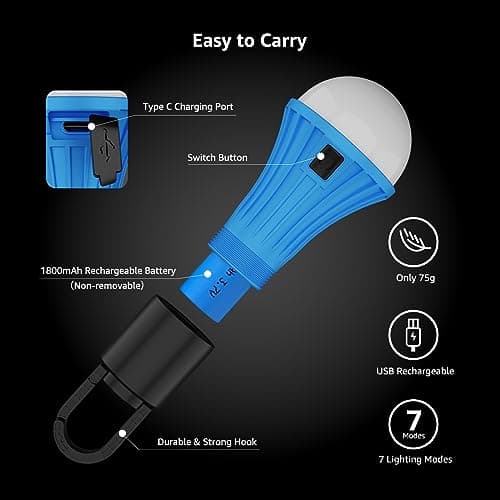 Lepro Rechargeable Camping Lights, Tent Lights with 7 White & RGB Modes — view 6