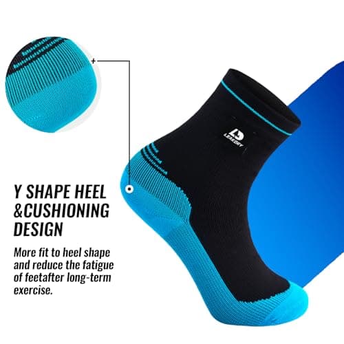 LEAKDRY Waterproof Socks,Breathable,Lightweight,Hiking,Running,Fishing,Unisex (UK, Alpha, S, Regular, Regular, Black/Blue) — view 3