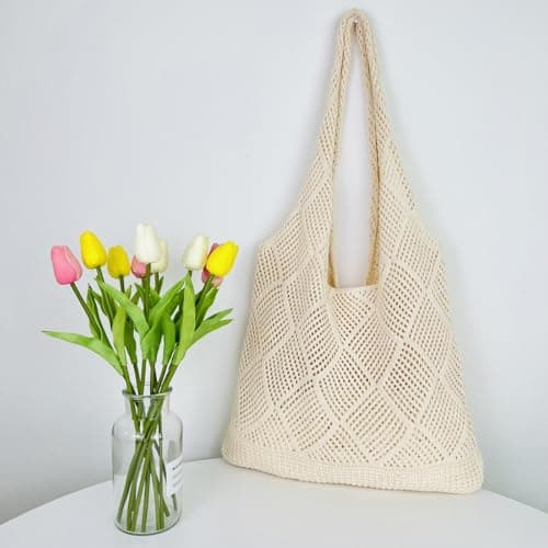MUNSKT Crochet Boho Tote Bag - Shoulder Beach Tote - Woven Mesh Shopping Bag for Women's Summer Vacation — view 3