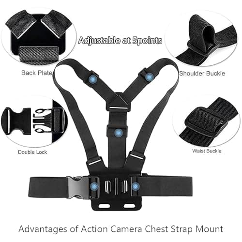 TEKCAM Elastic Chest and Head Harness for GoPro AKASO DJI Osmo — view 5
