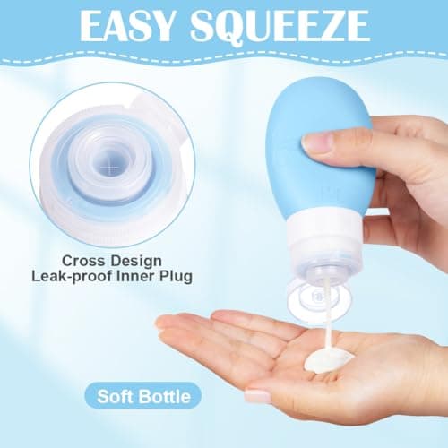 OSDUE Silicone Travel Bottle, 7 Pack Set 90ml Squeezy Travel Bottles Leak Proof Refillable Squeezable Containers Pots for Lotion Liquid Shampoos Soap and Toiletries — view 4