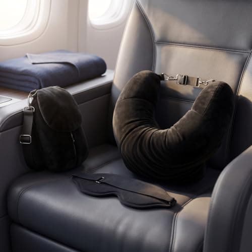 2-in-1 Storage Neck Bag and Stuffable Neck Pillow with Eye Mask for Travel — view 6