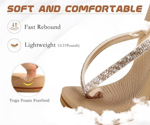 KuaiLu Women's Rhinestone Flip Flops Arch Support Yoga Mat Cushion Sandals — view 5