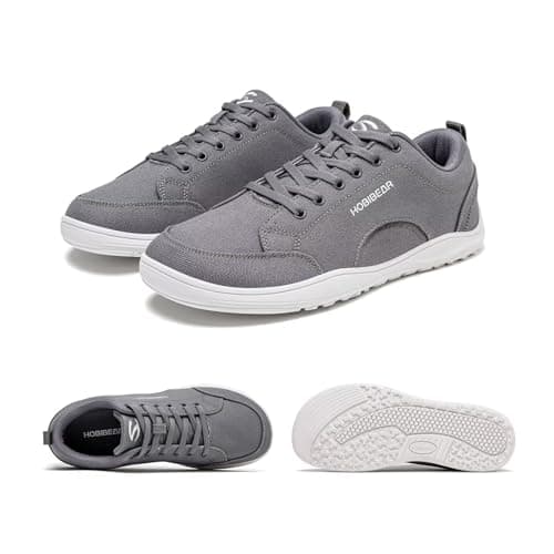 HOBIBEAR Barefoot Shoes for Men Women Wide Toe Minimalist Trainers Unisex Canvas Non-Slip Walking Shoes(Gray,UK 10) — view 4
