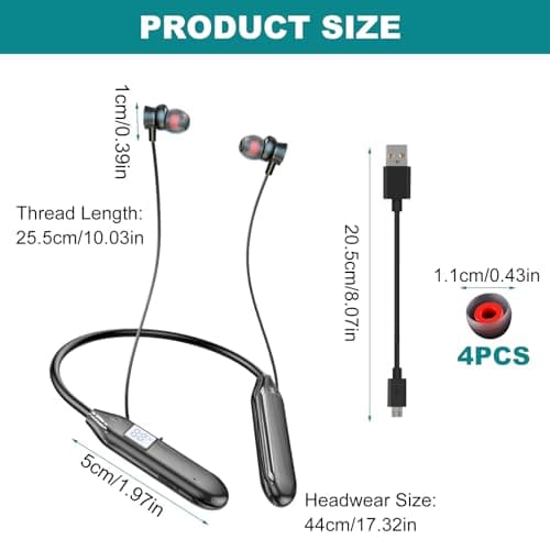 kcrnw Wireless Neckband Bluetooth Earphones 5.2 with LED Display Type-C — view 2